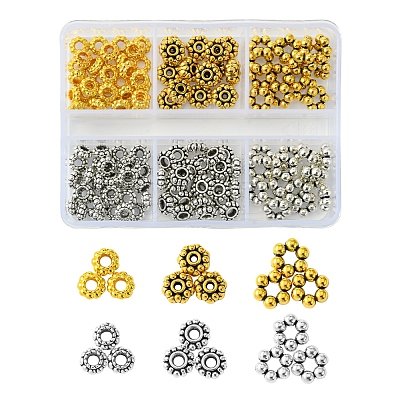 140Pcs 6 Styles Tibetan Style Alloy Spacer Beads FIND-FS0002-51-1