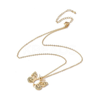 Initial Letter with Butterfly Pendant Necklace LS-NJEW-C026-01G-Q-1