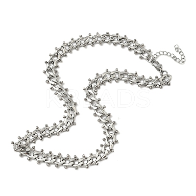 304 Stainless Steel Ball Tassel Cuban Link Chain Necklaces NJEW-K249-22P-1