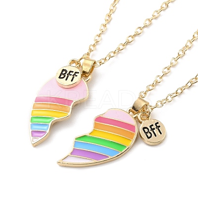 BFF/Best Friends Forever Alloy Pendant Necklaces X-NJEW-K124-02C-G-1