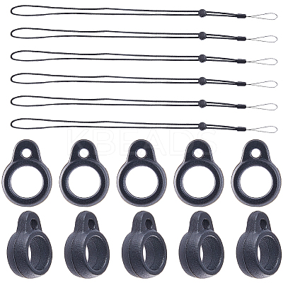 36Pcs Silicone Rings with 6Pcs Polyester Necklace Lanyard Anti-Loss Pendant Holder DIY-GF0008-08B-1