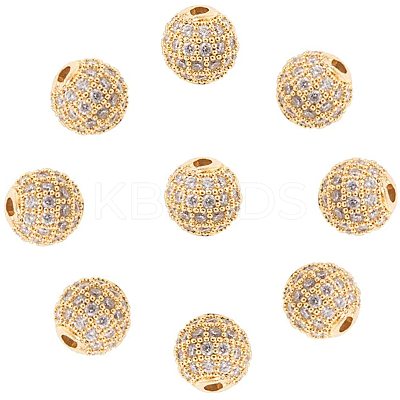 Rack Plating Brass Cubic Zirconia Beads ZIRC-NB0001-09-1
