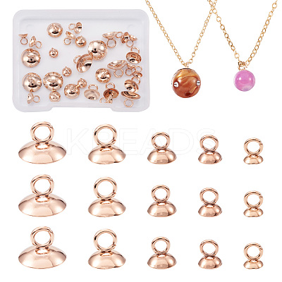 50Pcs 5 Style 304 Stainless Steel Bead Cap Pendant Bails STAS-CD0001-16-1
