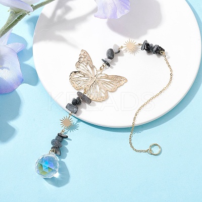 Butterfly Brass Pendant Decorations HJEW-TA00131-03-1