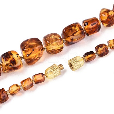 Natural Amber Nuggets Graduated Beaded Necklaces NJEW-T019-04-1