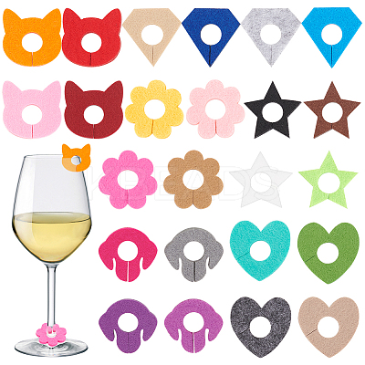 24Pcs 24 Styles Felt Wine Glass Charms AJEW-BC0004-23-1