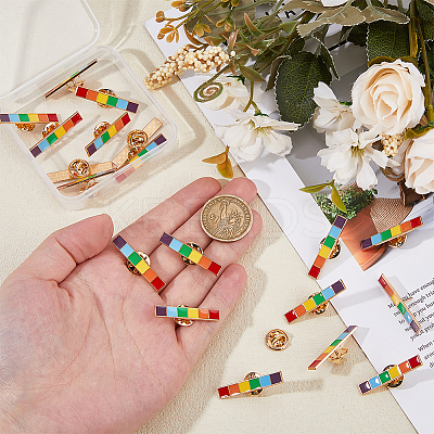 20Pcs Pride Rainbow Color Rectangle Enamel Pins JEWB-FH0001-77-1