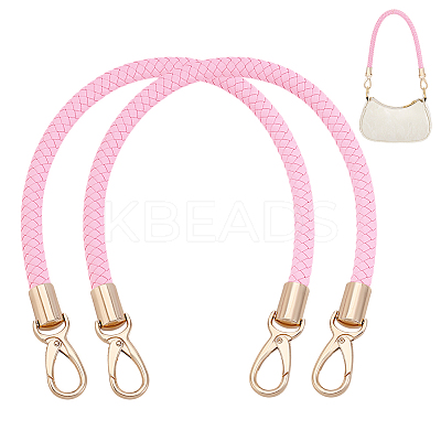 Imitation Leather Braided Round Cord Bag Handles with Zinc Alloy Clasps FIND-WH0126-941C-02-1