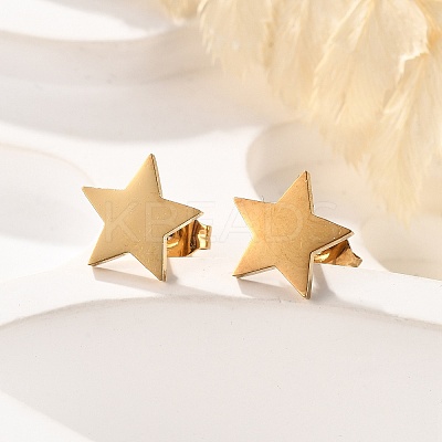 Ion Plating(IP) Star 304 Stainless Steel Stud Earrings EJEW-Z040-58G-1