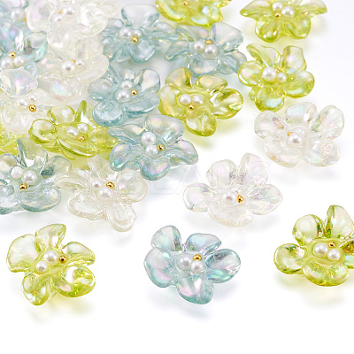 24Pcs 3 Colors AB Color Transparent Epoxy Resin & ABS Pearl Decoden Cabochons CRES-TA0001-45-1