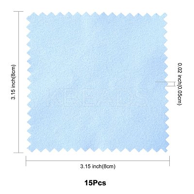 15Pcs Faux Suede Fabric Square Silver Polishing Cloth AJEW-FS0001-46-1