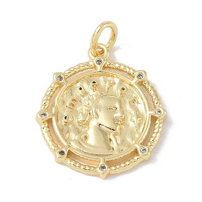 Brass Micro Pave Clear Cubic Zirconia Pendants KK-P273-15B-G-1