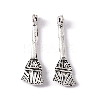 Tibetan Style Zinc Alloy Broom Pendants X-TIBEP-R334-317AS-RS-1