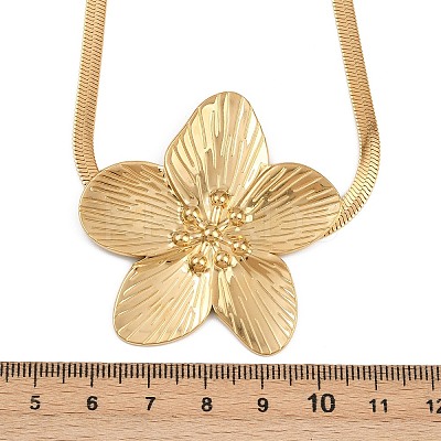 304 Stainless Steel Flower Pendant Necklaces for Women NJEW-D337-02G-1