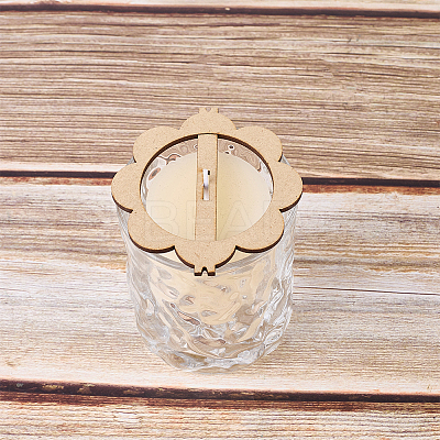 4 Sets Flower Wooden Wick Holder Kit WOOD-DR0001-03A-1