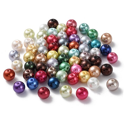 Baking Paint Pearlized Glass Pearl Round Bead Strands HY-Q004-10mm-M-1