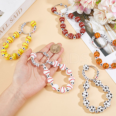 5Pcs Acrylic Sports Ball Beads Pendant Decoration HJEW-GO00103-1