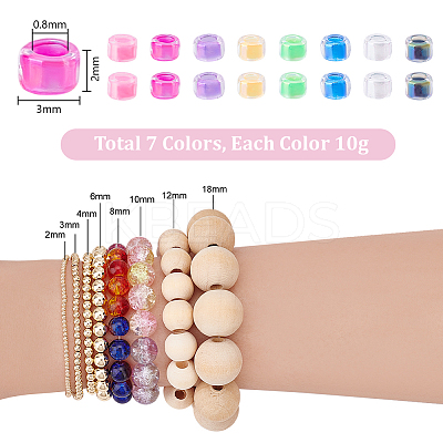 7 Sets 7 Colors Transparent Colours Luster & Rainbow Glass Seed Beads GLAA-PH0003-80-1