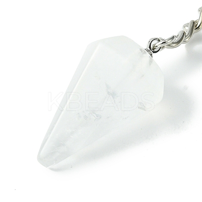 Natural Quartz Crystal Cone Pendant Keychain G-Z033-01U-P-1