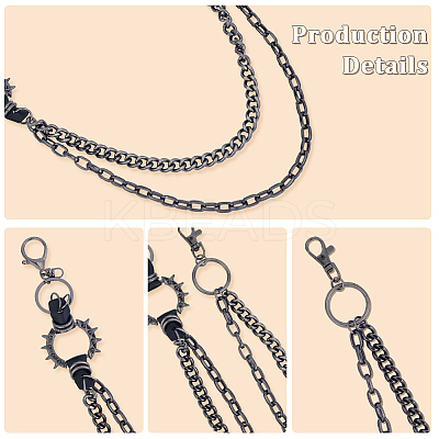1Pc Alloy Double Layer Chain Belts for Pants AJEW-GF0011-93B-1