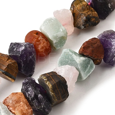 Natural Amethyst & Tiger Eye & Green Aventurine & Rose Quartz & Carnelian Beads Strands G-I283-F17-1