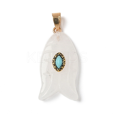 Natural Quartz Crystal & Synthetic Turquoise Carved Pendants X-G-Z084-01G-01-1