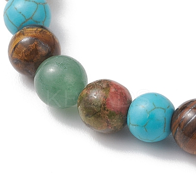 Natural & Synthetic Gemstone Beads Stretch Bracelets for Women BJEW-JB13270-1