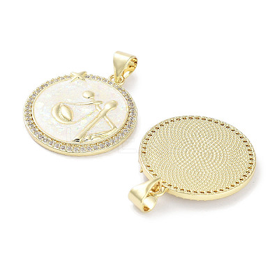 Brass Micro Pave Clear Cubic Zirconia Pendants KK-L213-010G-12-1