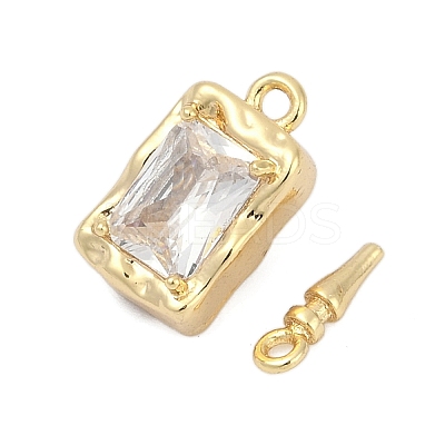 Brass Micro Pave Clear Cubic Zirconia Box Clasps KK-P291-40G-1