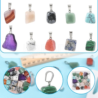 20Pcs 10 Styles Natural & Synthetic Mixed Gemstone Pendants G-FS0005-93P-01-1