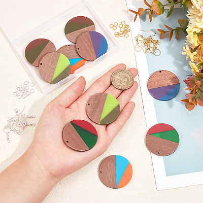 DIY Walnut Wooden Dangle Earring Making Kits DIY-OC0006-63-1