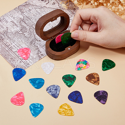 1Pc Oval Wooden Storage Boxes with Magnetic Visible Window Lids for Guitar Picks OBOX-DC0001-04-1