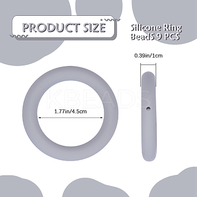 9Pcs Ring Food Grade Eco-Friendly Silicone Focal Beads JX895H-1