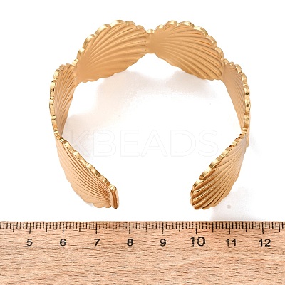 Ocean 304 Stainless Steel Shell Shape Open Cuff Bangles for Women AJEW-P127-28G-1