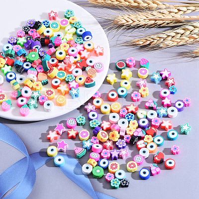 200Pcs 4 Styles Handmade Polymer Clay Beads CLAY-SZ0001-54-1