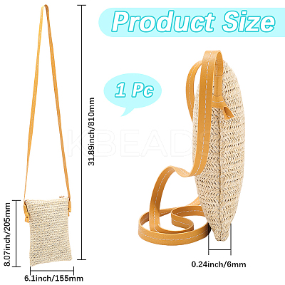 Straw Zipper Crossbody Bags AJEW-WH20019-41-1