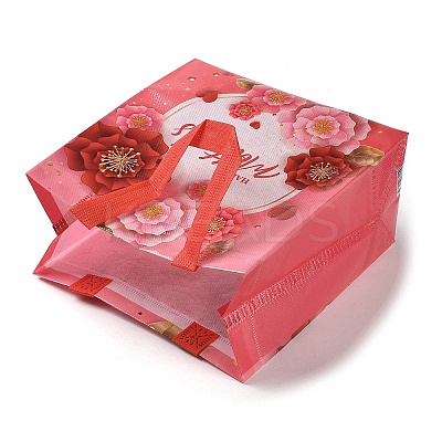 Mother's Day Theme Printed Flower Non-Woven Reusable Folding Gift Bags with Handle LS-ABAG-F009-C01-1