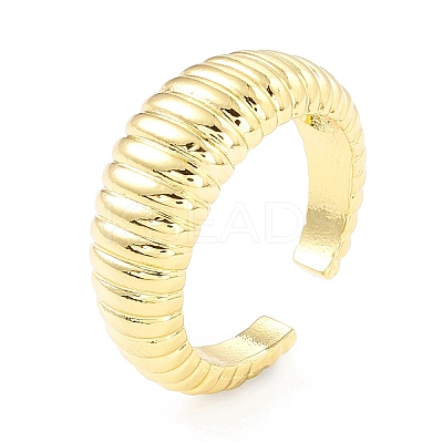 Rack Plating Brass Croissant Open Cuff Ring for Women LS-RJEW-I083-04G-1