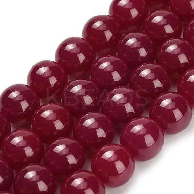 Lab Grown Red Corundum Beads Strands G-L634-B03-12mm-1