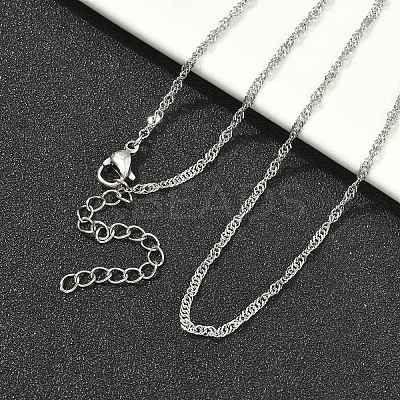 304 Stainless Steel Singapore Chain Necklaces NJEW-Z084-02P-01-1