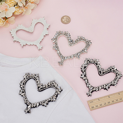4Pcs 2 Styles Glass Rhinestone Iron on/Sew on Patches PATC-FG0002-71-1