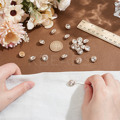 20Pcs 1-Hole Flat Round Zinc Alloy Rhinestones Buttons ALRI-NB0001-20B-1