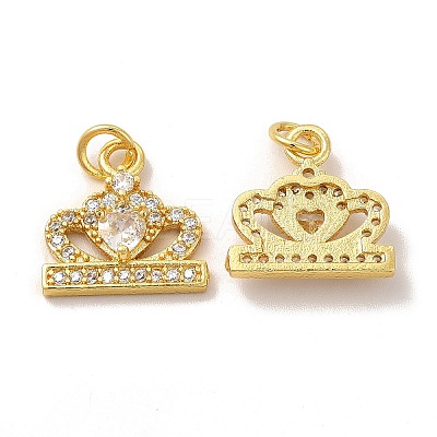 Rack Plating Brass & Cubic Zirconia Charms KK-G459-06G-1