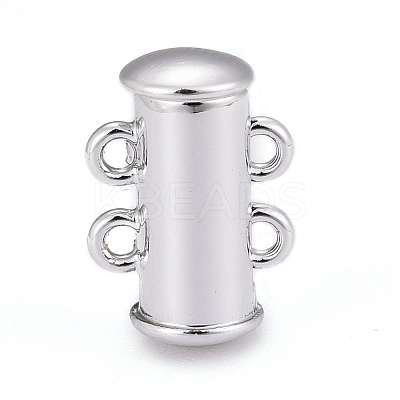 2-Strands 4-Holes Tube Brass Magnetic Slide Lock Clasps X-KK-D472-P-NF-1