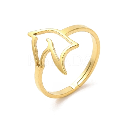 Ion Plating(IP) 304 Stainless Steel Hollow Horse Adjustable Ring RJEW-L107-023G-1