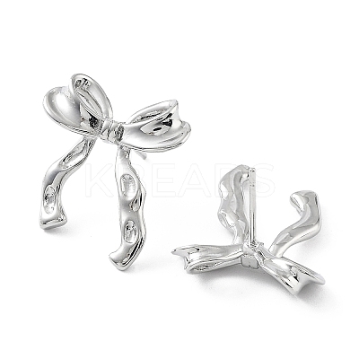 Bowknot Rack Plating Brass Studs Earrings for Women KK-Z038-11P-1