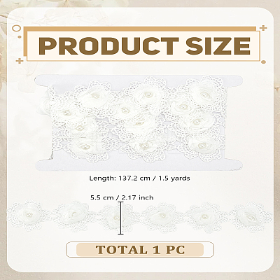 1.5Yards Flower Polyester Embroidery Lace Ribbon OCOR-LP0003-48-1