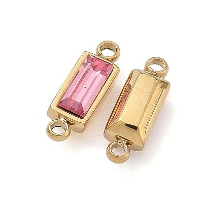 Birthstone 304 Stainless Steel Rhinestone Connector Charms STAS-L022-576G-12-1