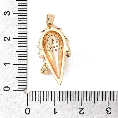 Brass Micro Pave Clear & Hot Pink Cubic Zirconia Pendants KK-A277-35G-1