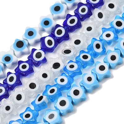 Handmade Evil Eye Lampwork Beads Strands LAMP-G166-02-1